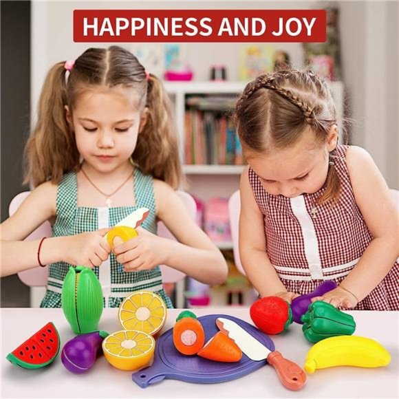 26pcs Pretend Food Play Food Cutting Set For Kids,Cuttable Fruits And Vegetables - Picture 4 of 6
